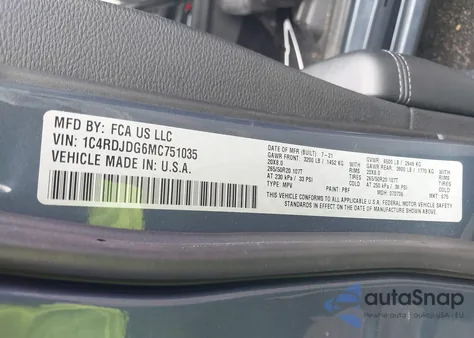 2021 Dodge Durango Gt Awd from USA, damaged, VIN 1C4RDJDG6MC751035